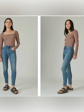 Lucky brand high-rise skinny Bridgette ankle raw hem jeans